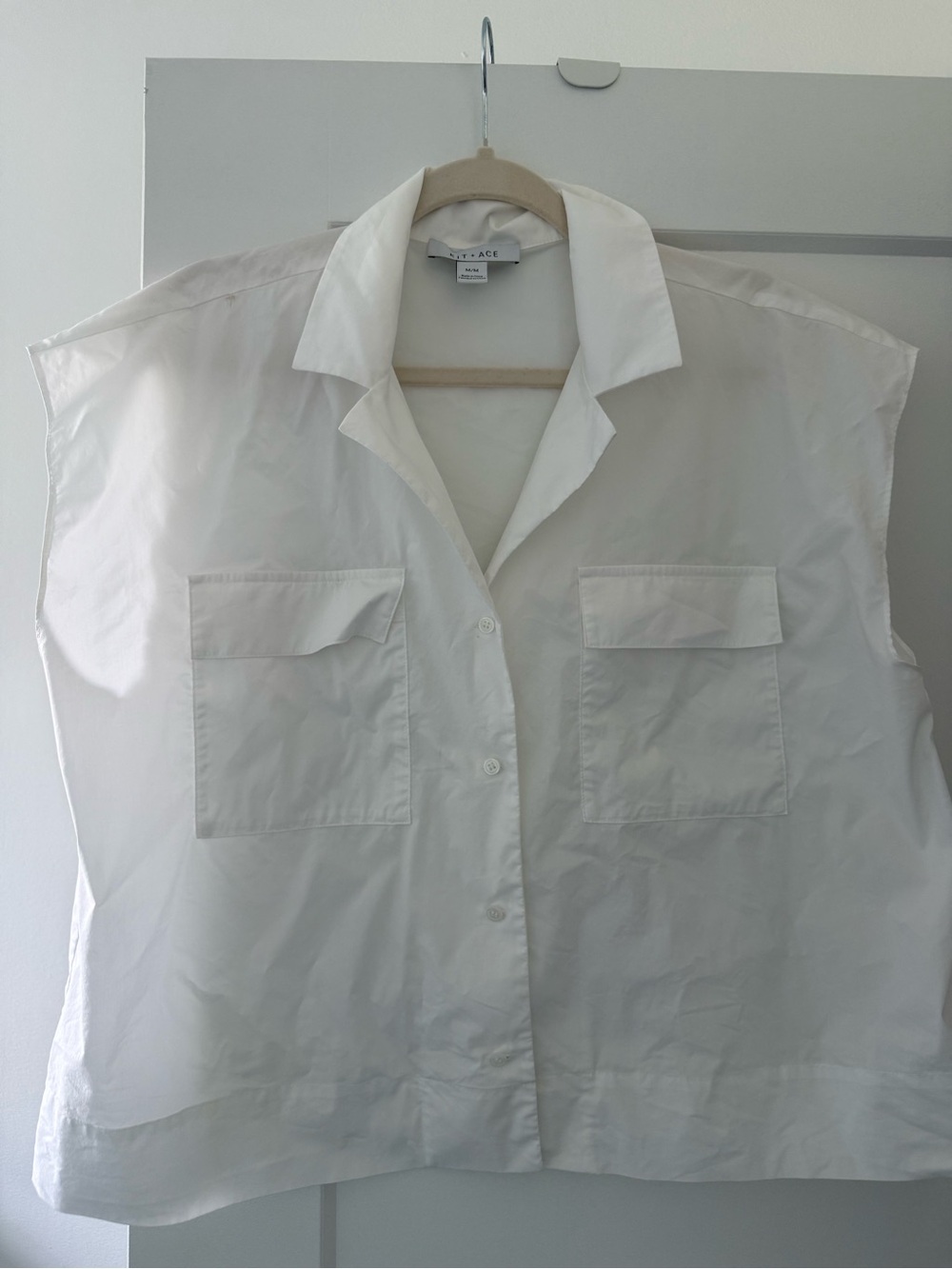 Kit and Ace Sleeveless Button-Front White Shirt